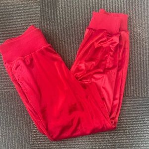 red felt pants